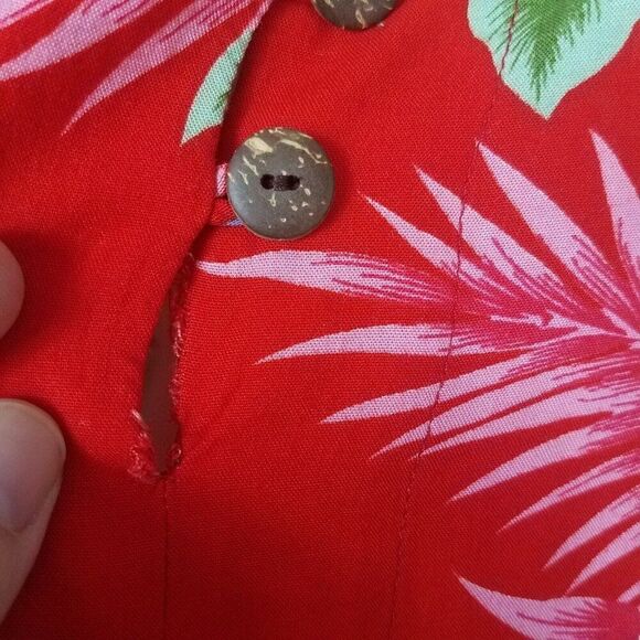 Tiki Palm Medium Red Sleeveless Floral Pull On Shift Dress Rayon Knee Length M - Picture 12 of 16